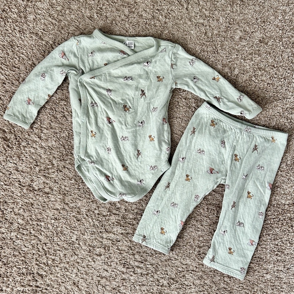 Disney‎ x Janie and Jack Outfit I 12-18 Months I Mint Green Onesie Pants Set